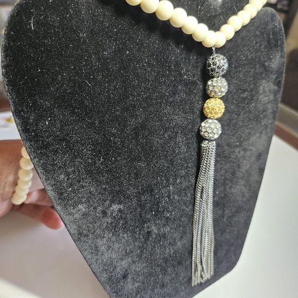 **Final Sale** Stella & Dot Revival Tassel Necklace Multi Tone Glass Vntg 36" - Picture 6 of 14
